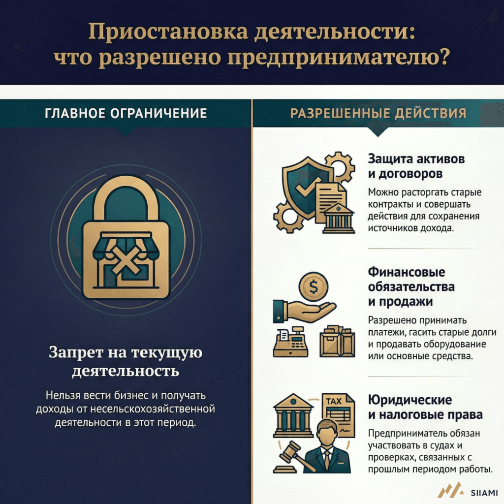 приостановка деятельности