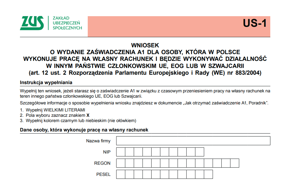Zaświadczenie A1