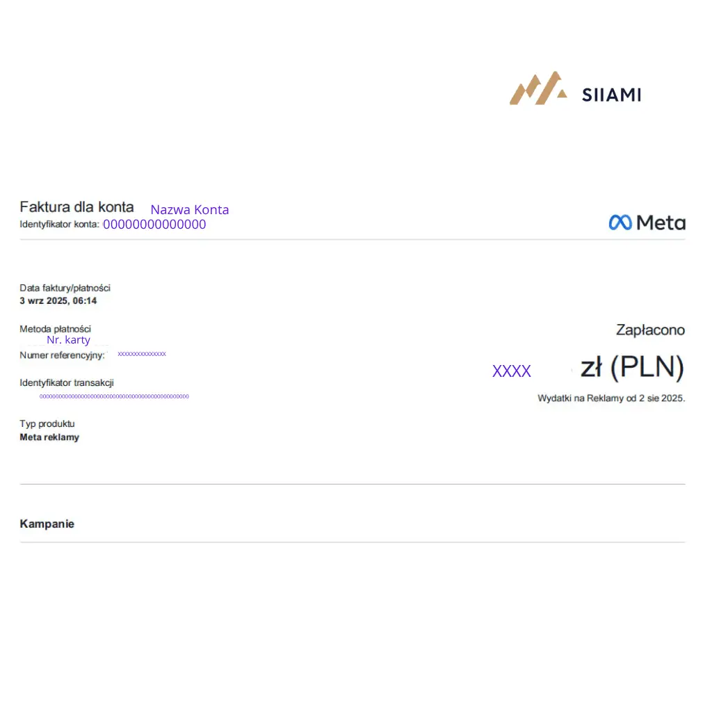 faktura z Facebooka